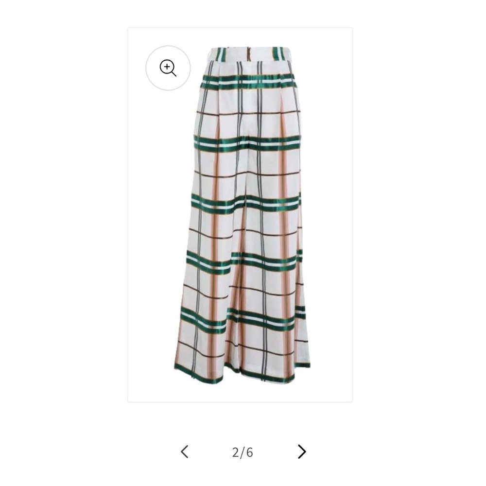 Zimmermann White and Green wide leg pants.